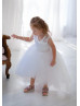 White Lace Tulle High Low Flower Girl Dress